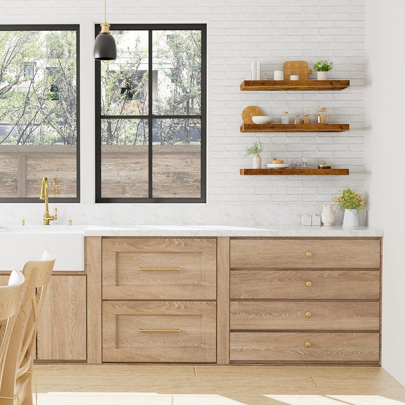 QEEIG 10" Deep Floating Shelves for Wall - 10 x 24 inch Book Shelf Bathroom Bedroom Kitchen Living Room Hanging Bookshelf Farmhouse Set of 3, Rustic Brown (025-60BN3) - Image 2